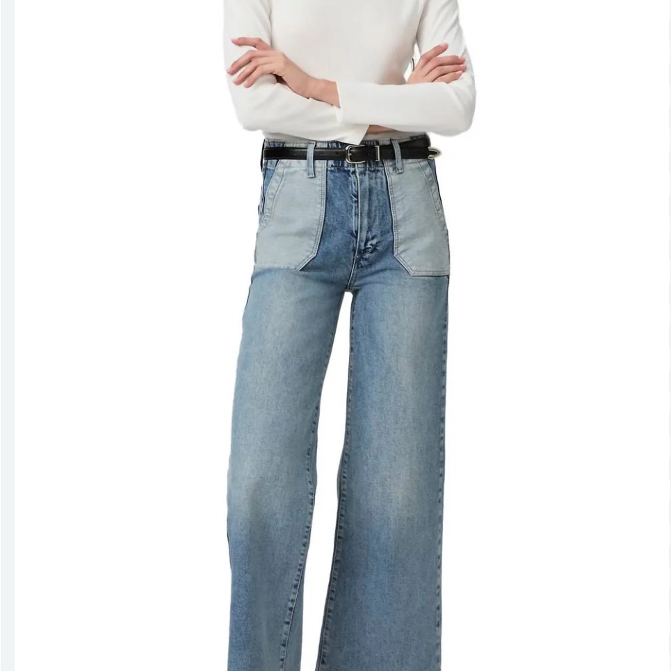 Paige Two-Tone Blue Flare Jeans